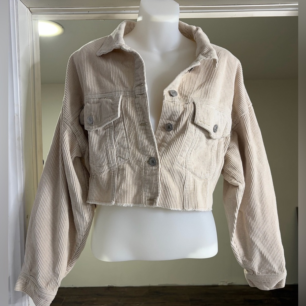 Forever 21 Beige Cropped Corduroy Jacket